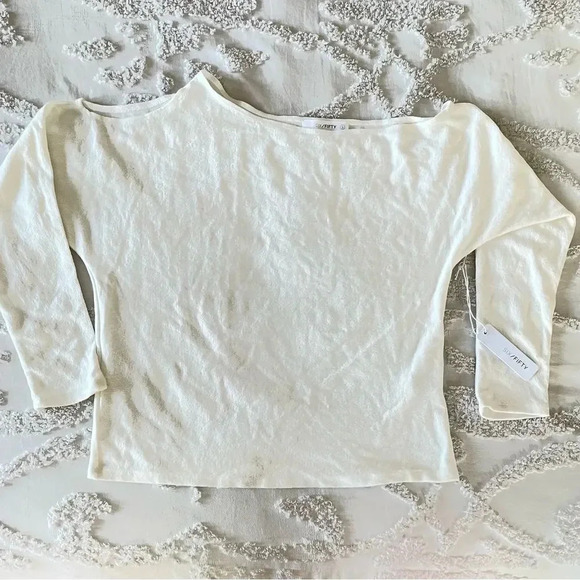 Six/Fifty White Off-Shoulder Long Sleeve Tee - Picture 1 of 5
